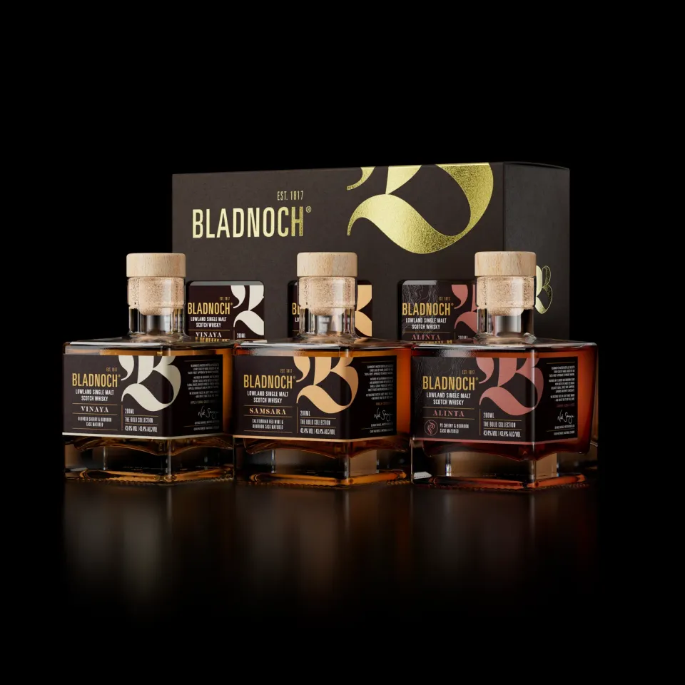Bladnoch Bold Collection whisky gavesæt 3x20 cl Vinaya Samsara Alinta