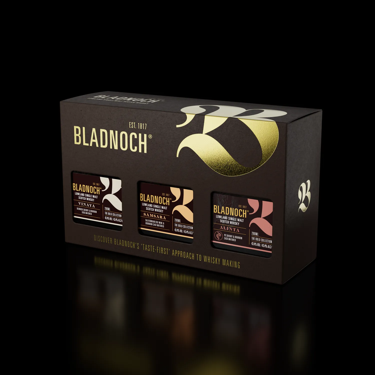 Bladnoch Bold Collection whisky gavesæt 3x20 cl Vinaya Samsara Alinta