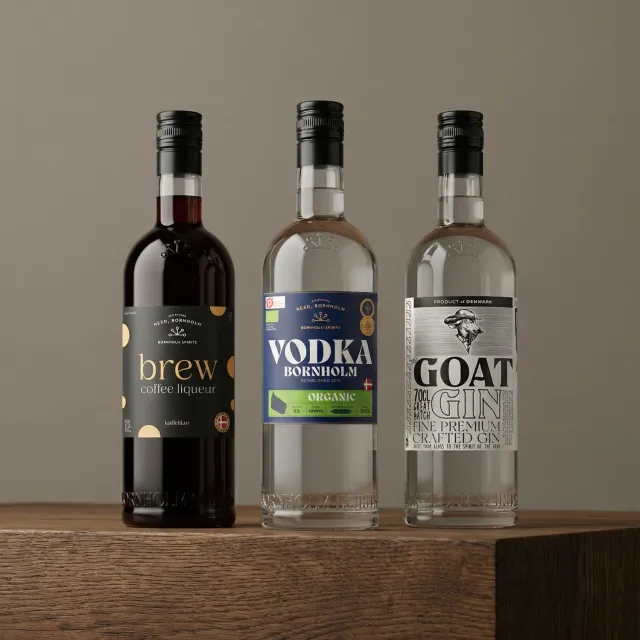 Bornholm Akvavit Bestsellerpakken gin vodka kaffelikør 3 fl