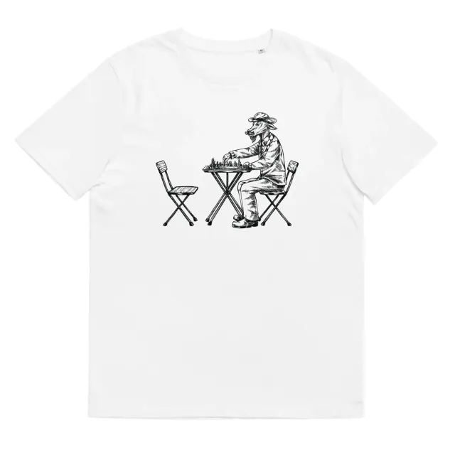 Bornholm Akvavit Mr. Goat playing chess T-shirt økologisk bomuld